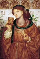 ""The Cup of Love"" Maleri af Dante Gabriel Rossetti (1828-1882) ca. 1867 Dim 52,6 x 35,9 cm Art Gallery of South Australia Adelaide Australia