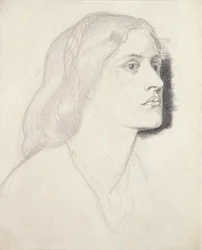 Portræt af Miss Ruth Herbert, Sandsynligvis 1858 (grafit med pen og sort blæk på hvidt papir)