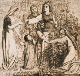Dantes vision om at Matilda samler blomster, c1855