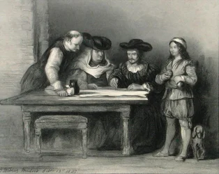 Christopher Columbus (1451-1506) i klostret ved la Rabida fra 