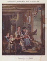 Kaninen på væggen (farve litho)