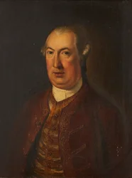 Halvlængde portræt af en gentleman i en broderet jakke og vest (olie på lærred)