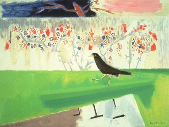 Mynah and Roses (olie på lærred)