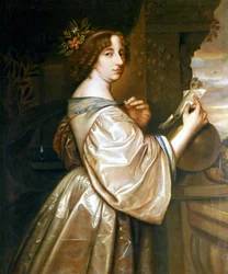 Portræt af dronning Christine af Sverige (1626-1689). Maleri af David Beck, bevaret på Gripsholm Slot.