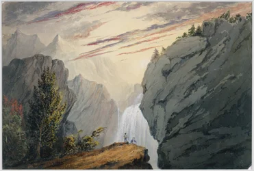 Ved vandfaldet, ca. 1850 (akvarel)