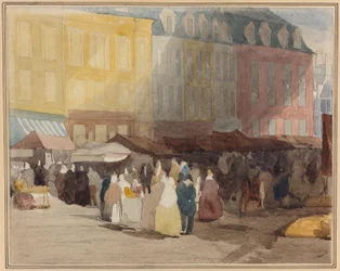 En fransk markedsscene, muligvis Boulogne