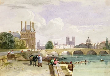 Udsigt over Pavillon de Flore og Tuilerierne fra Seinen, Notre Dame, Paris