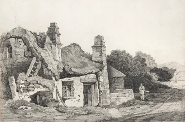 Ødelagt hytte (tegning)
