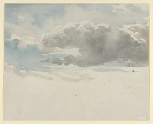 Skystudie (recto). Studie af en hyldebusk ved et hegn (verso)