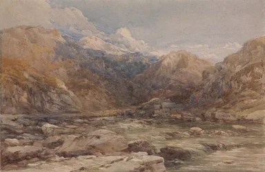 Flodlandskab i Wales, ca. 1850.