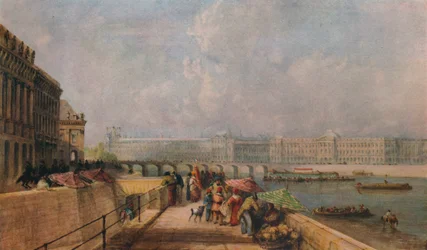 Pont des Arts og Louvre fra Quai Conti, c1849