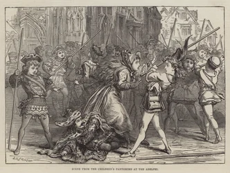 Scene fra børnepantomimen på Adelphi