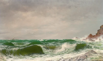Bølger, der brydes mod en klippekyst, 1885