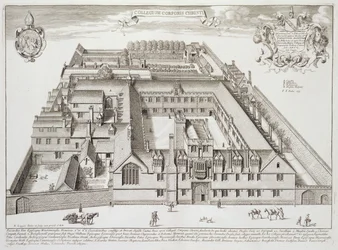 Corpus Christi College, Oxford, fra "Oxonia Illustrated", udgivet i 1675 (stik)