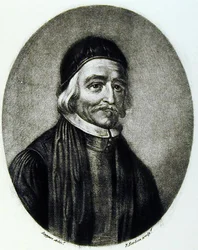 Portræt af Dr. Thomas Bailey, indgraveret af Richard Earlom (1743-1822) fra Illustrious Characters in British History (mezzotint)