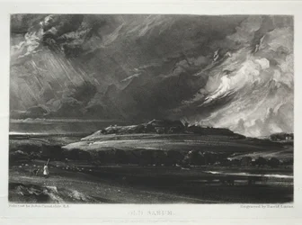 Forskellige emner af landskab, karakteristisk for engelsk landskab fra billeder malet af John Constable, R.A.: Old Sarum