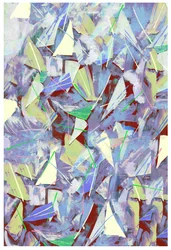 Skår, Splinter og Fyrrenåle; 2017, blandede medier på træpanel)