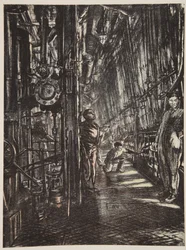 Et kedelrum på et slagskib, illustration fra 