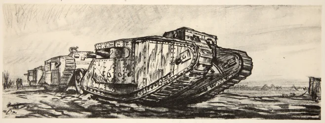 En række kampvogne, illustration fra 