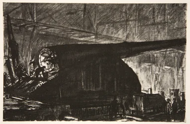 Natholdet arbejder på en stor kanon, illustration fra 