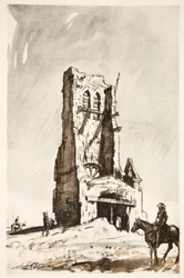 Det ødelagte tårn i Becordel Becourt, illustration fra 