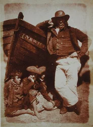 A Newhaven Fisherman and Boys, ca. 1843-47 (saltpapirtryk fra calotype negativ)