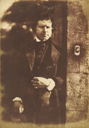 David Octavius Hill ved porten til Rock House, Edinburgh, 1843-1847. Skaber: David Octavius Hill, Robert Adamson.