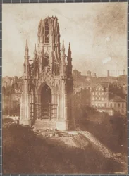 Scott Monument, Edinburgh, under opførelsen, 1840-44 (saltet papirtryk fra kalotype negativ)