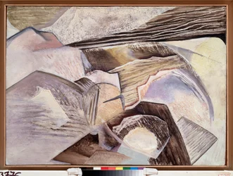 Kubistisk komposition - Maleri af David Petrovich Sterenberg (1881-1948), olie på træ