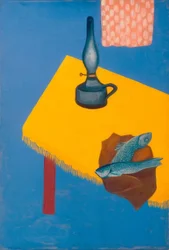 Stilleben med lampe og pløkker