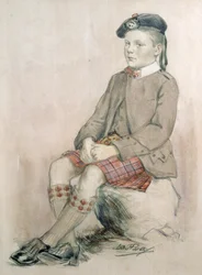 Prins af Wales, efter Edward VIII, 8 år, iført Royal Stewart Tartan