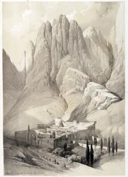 Kloster Saint Catherine, tegning lavet 19/02/1839 i "The Holy Land", London 1849.