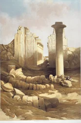 Egypten, søjlehal i Karnak-templet, af David Roberts
