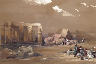 Fragmenter af de store kolosser ved Memnonium, Theben, 1838