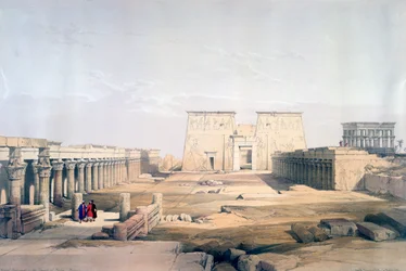 Stor adgang til Philae-templet, Nubien, 19. århundrede