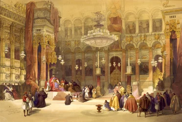 Den Hellige Gravs Græske Kirke, Jerusalem, 11. april 1839. Litografi