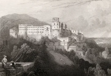 Heidelberg Slot, Heidelberg, indgraveret af J.T.Willmore i 