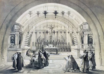 Interiør af Den Hellige Gravs Kirke, Jerusalem