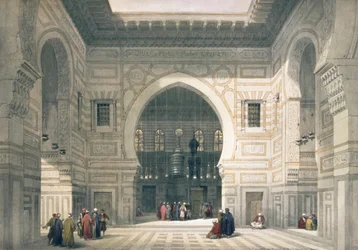 Interiør af Sultan Hassans moske, Kairo, Egypten, 1800-tallet