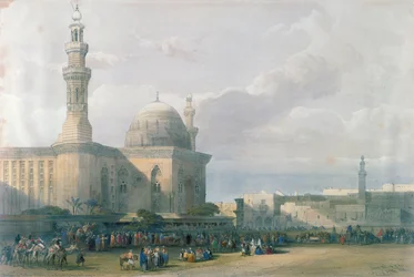 Sultan Hasans moské set fra den store plads Rumeyleh, Kairo, fra Egypt and Nubia, bd. 3
