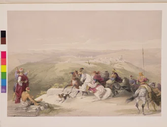 Sabaste, det gamle Samaria, den 17. april 1839, plade 44 fra bind I af "The Holy Land", graveret af Louis Haghe (1806-85), udg. 1842