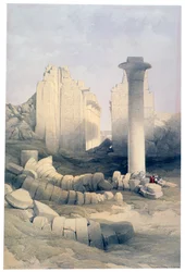 Dromos eller Central Hall of the Great Temple of Amun, Karnak, 1800-tallet