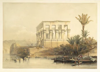 Det hypætrale tempel ved Philae, kaldet faraos seng, tavle 65 fra bind II af »Egypten og Nubien«, graveret af Louis Haghe (1806-85), udgivet 1849