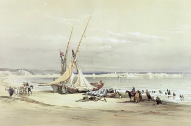 Tsur, det gamle Tyrus, 27. april 1839, plade 69 fra bind II af "The Holy Land", graveret af Louis Haghe (1806-85), udg. 1843