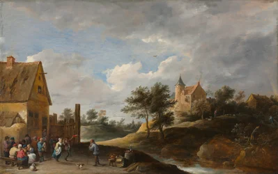 Landskab med bønder, der danser, ca. 1645-1650.