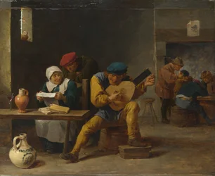 Bønder laver musik i en kro, ca. 1635