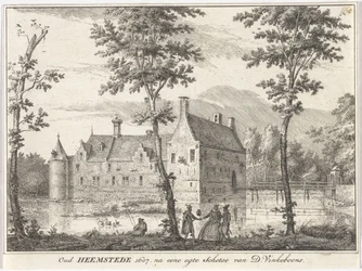Udsigt over Gamle Heemstede Oud Heemstede 1607. efter en egteskitse af D. Vinkeboons (titel på objekt)