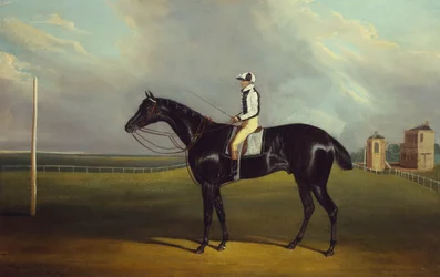 Hr. R.O. Gascoignes "Jerry" med B. Smith oppe på Doncaster Racecourse
