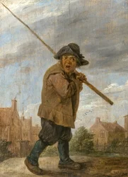 En bonde, der bærer en stang