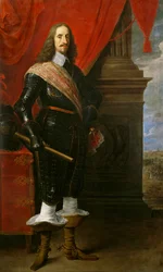 Ærkehertug Leopold Wilhelm, i baggrunden belejringen af Gravlingen under Trediveårskrigen